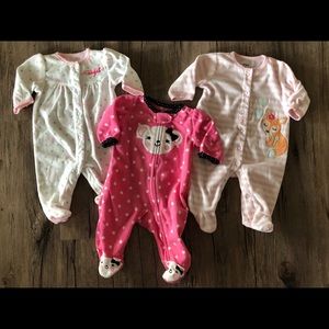 Lot of 3 Carters 3 month fleece sleepers